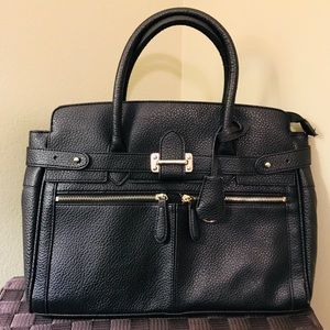 Black skinny tote with gold detailing